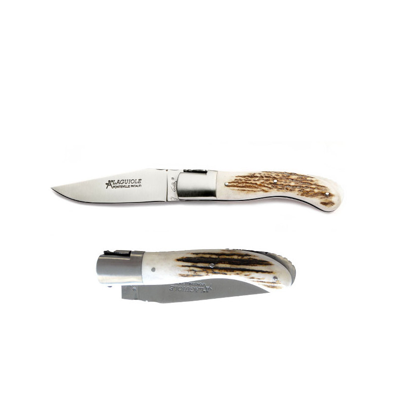 Couteau Laguiole chasse en bois genevrier, à blocage de lame