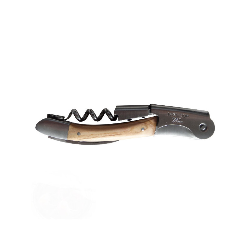 Laguiole wood and metal handle lever corkscrew