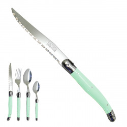 Coltello artigianale verde chiaro, "I create my table", Laguiole made in France